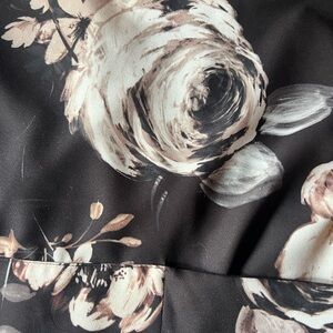 Floral Black and Cream Midi Dress